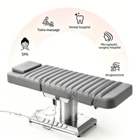 Table de massage moderne en acier inoxydable avec commande au pied intégrée, électrique, portable, 3 moteurs, lit de beauté pour soins du visage