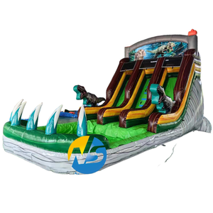 Toboggan aquatique gonflable Dino Dive de 18 pieds, toboggan à une voie, ballons rebondissants, toboggan de piscine pour jardin, fournitures pour fêtes d'enfants - Product Image 4