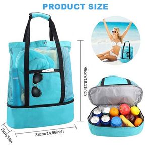 Wholesale Large Capacity Women Mesh Beach Bag Cooler Custom Insulated Dry and Wet Separation Tote Bag With Cooler - Product Image 3