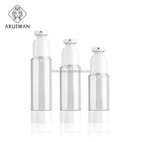 Emballage cosmétique transparent de qualité supérieure, flacon de lotion sans air en forme de cylindre avec pompe à vaporisation fine et bouchon