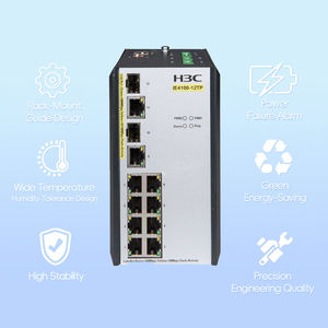 Commutateur réseau H3C IE4300-12P 8 ports électriques 4 ports optiques Full Gigabit, protection industrielle IP40, boîtier métallique robuste, montage sur rail, en stock - Product Image 1