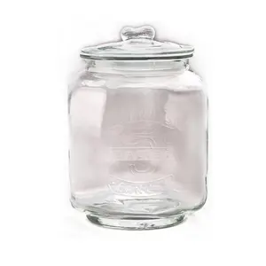 玻璃饼干糖果便士罐，带玻璃盖，5升老式透明圆形存储容器