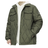 Blouson matelassé décontracté pour homme avec col montant, technique de teinture en fil, léger, rembourré en polyester, pour l'hiver et le style urbain