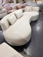Canapé modulable incurvé extensible de style italien moderne, couleur crème, pour salons, hôtels, appartements – Meilleure vente pour la maison