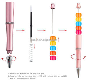 Sıcak satış tükenmez kalem dekoratif boncuklu hediye boncuklu DIY plastik tükenmez kalem ile kristal elmas - Product Image 4