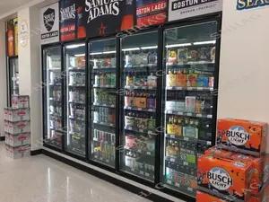 सुपरमार्केट उपकरण सरल स्थापना चलना, कूलर कमरे सैंडविच पैनलों में और कूलर ग्लास दरवाजा और अलमारियों को प्रदर्शित करता है
