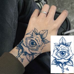 Tatuaje Semipermanente de Cruz de <span class=keywords><strong>Flores</strong></span>, Resistente al Agua, Dura 2 Semanas, Tatuaje Herbal de Rosa para Brazo, Pegatinas de Tatuaje para Mano - Product Image 1