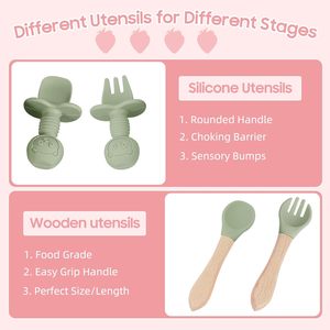 Vaisselle d'apprentissage pour bébé en silicone sans BPA, assiettes et bols à ventouse, pour la diversification alimentaire, fabrication OEM - Product Image 3