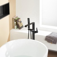 Cuivre eau chaude froide baignoire remplissage douche bain mitigeur montage au sol baignoire douche robinet salle de bain autoportant baignoire robinet