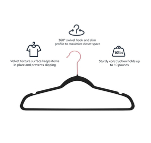 En gros Cintres en velours robustes antidérapants avec revêtement en feutre pour vêtements, avec logo - Product Image 2