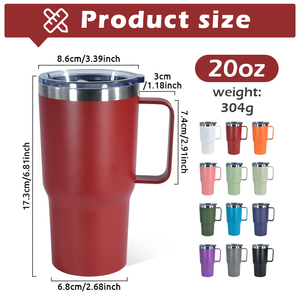Bán buôn 20 oz sơn tĩnh điện du lịch Handgrip cốc cà phê kim loại 20 oz thép không gỉ cách điện chân không Tumbler với xử lý - Product Image 4