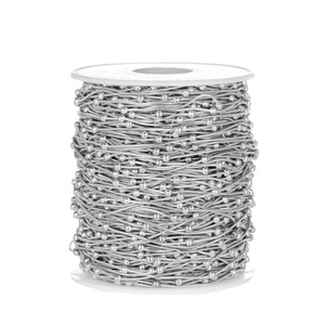 Chaîne serpent ronde de 1 mm de diamètre + chaîne plaquée sous vide avec perle décorative de 3 mm pour la fabrication de bijoux - Product Image 5