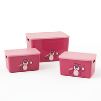 Bac de rangement empilable en plastique PP pour jouets d'enfants, motifs dessins animés (Fraise, Ours, Mickey), capacités multiples, pour chambre d'enfant