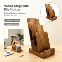 Organisateur de bureau en bois multi-compartiments pour courrier, documents et magazines – Idéal pour la maison et le bureau