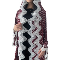 Zifeng OEM Cardigan long ouvert rouge bordeaux à imprimé patchwork et bordure en dentelle, Abaya quotidienne modeste pour femme musulmane