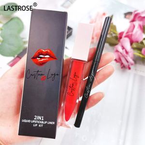 Grosir Kit bibir <span class=keywords><strong>2</strong></span> in 1 kit lipliner lipstik kosmetik rias tahan air set lipliner lipstik cair vegan matte tahan lama - Product Image 4