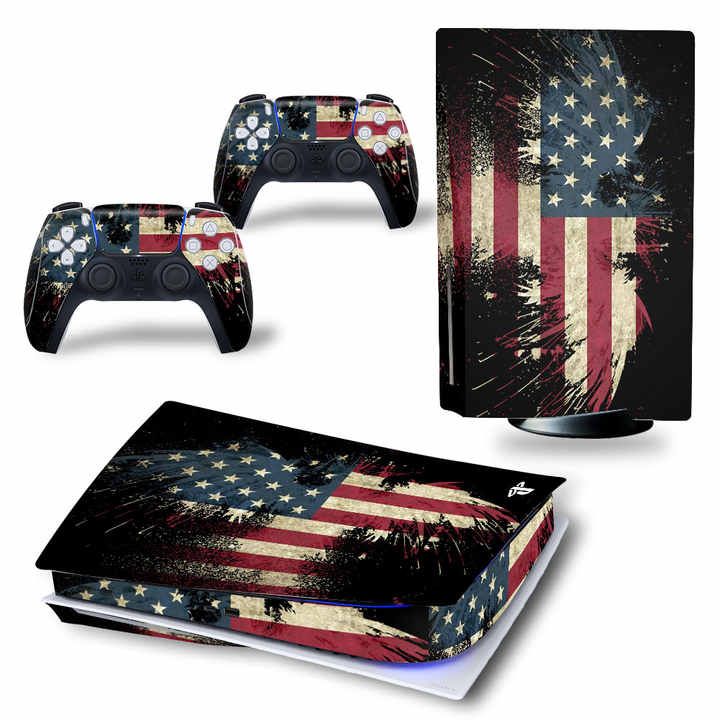 Carbon Fiber Decal Skin Wrap Kit For Sony PS5 Disc Edition - Black Textured Matte Finish