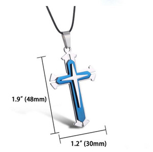 Collier pendentif <span class=keywords><strong>croix</strong></span> diamant tendance pour hommes <span class=keywords><strong>et</strong></span> femmes, chaîne maillons dominante <span class=keywords><strong>en</strong></span> argent, <span class=keywords><strong>or</strong></span> <span class=keywords><strong>et</strong></span> noir, durable <span class=keywords><strong>et</strong></span> à la mode - Product Image 5