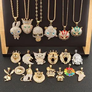 Stainless Steel Gold Lion Buddha Skull Animal Bear Anchor Cross Hand Letter Africa Map Star Butterfly Eye Lion Charms