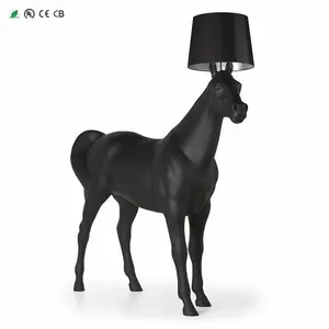 ECOJAS tessuto in resina E27 di alta qualità che copre cavallo elettrico lampada da terra moderna per Hotel lampade da terra moderne in resina