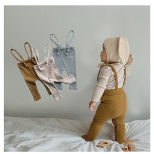 Nouveau <span class=keywords><strong>legging</strong></span> d'automne pour bébé fille et garçon, couleur unie, en coton côtelé, grande sangle en PP, combinaison pour bébé - Product Image 3