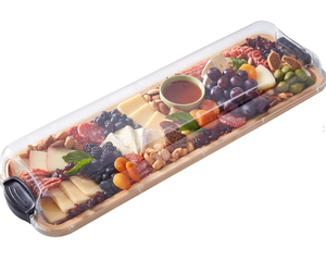 Tabla de Cortar de Bambú para Alimentos Preparados con Tapa con Cierre y Bandeja Larga para Decoración de Encimera de Cocina - Product Image 4
