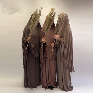 Chiffon <b>Abaya</b> Niqab Muslim Robe Hijab Dress Flowy Draped Islamic Wear for Daily <b>Prayer</b> - Product Image 1