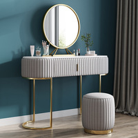 Coiffeuse multifonctionnelle pour petit espace avec plateau en marbre et armoire en cuir, convertible pour chambre et entrée