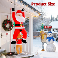 Père Noël gonflable suspendu de 6 pieds avec lumières LED, décoration de Noël gonflable pour la cour, le porche, l'extérieur, la maison, le jardin, les fêtes