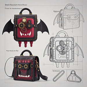 Style Gothique Personnalisé <span class=keywords><strong>Halloween</strong></span> Horreur Image Principale Cercueil <span class=keywords><strong>Chauve</strong></span>-<span class=keywords><strong>Souris</strong></span> Train Ita Sac - Product Image 5