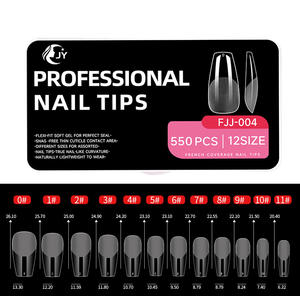 JIEYU PMMA Capsules d'ongles artificiels longs en acrylique transparent, couvrance complète ou partielle, formes amande, française et cercueil, pour usage professionnel - Product Image 6