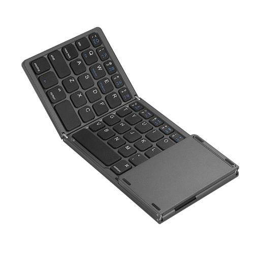 Rechargeable BT Folding Keyboard with Touchpad Portable Slim Wireless Foldable Keyboard for Laptop Tablet