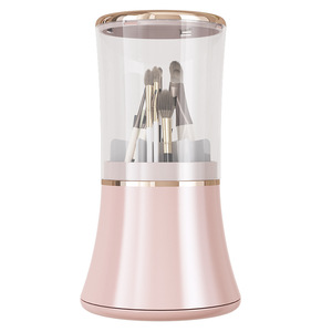 מארגן איפור מסתובב, קופסת איפור אטומה לאבק, מארגן מברשות איפור לשידה - Product Image 4