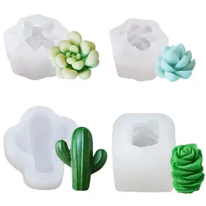 Mascotte Succulente Silicone Moules Plantes Moule Artisanat pour Faire Gâteau Décoration Bougie Fondant Savon Chocolat et Résine Epoxy