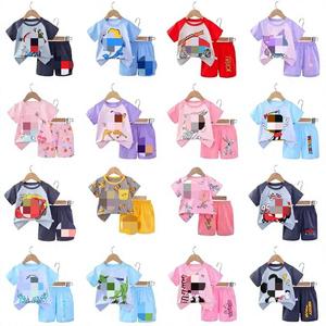 Bulala Set di <span class=keywords><strong>abbigliamento</strong></span> <span class=keywords><strong>estivo</strong></span> per bambina con motivo cartoon, 2 pezzi, pantaloncini a maniche corte in cotone traspirante in stile europeo e americano - Product Image 2