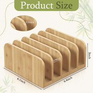 Organizador de Papel y Correspondencia de Bambú para Escritorio/Encimera, 5 Compartimentos, Porta Sobres, Alfombrilla Antideslizante para Hogar, Oficina, Escuela, Documentos - Product Image 2
