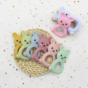 Safe Silicone Toys Baby Teether Anime Figure Animals Shape Sensory Toys Bebe Products Baby Teething Toys Hot Sale Ins Rabbits