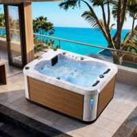 Jacuzzi Rectangular Moderno de Acrílico con Control Balboa, 40 Boquillas, para Exteriores, Ideal para Villas y Hoteles, para 2-3 Personas