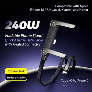 Câble USB-C 2-en-1 invisible tressé avec support pour charge rapide et <span class=keywords><strong>transfert</strong></span> de données pour tablettes <span class=keywords><strong>Android</strong></span>/<span class=keywords><strong>iPhone</strong></span> - Product Image 3
