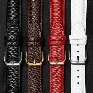 Bracelet de montre OEM personnalisé en cuir véritable grain lézard avec boucle déployante papillon 14mm 16mm 18mm 20mm 22mm – Bracelet de remplacement - Product Image 2