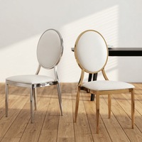 Chaise de salle à manger d'hôtel de luxe empilable et portable en métal, à dossier rond, écologique, imperméable, pour extérieur, villa, salle à manger, hôtel, banquet