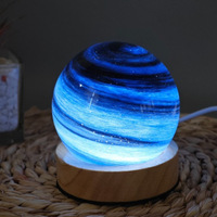 Vente flash - Lampe de nuit LED moderne en verre avec base en bois, ciel étoilé luminescent 3D, pour la décoration de la chambre