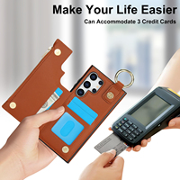 Étui de luxe en similicuir avec porte-cartes et anneau support pour Samsung Galaxy S25 Ultra, S24 Plus, S23, S22, Note20, A51, A73, A16
