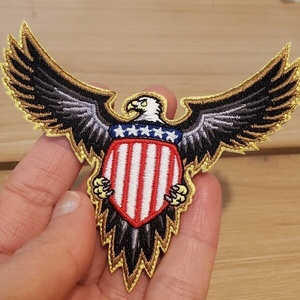 Toppa Personalizzata Aquila Americana Scudo USA Ricamo Distintivo Patriottico Ali Applicazione Termoadesiva per Giacca Gilet Cappello Souvenir - Product Image 1