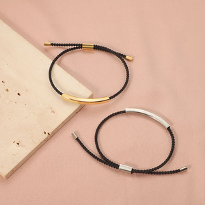 Pulsera <span class=keywords><strong>DE</strong></span> <span class=keywords><strong>LA</strong></span> <span class=keywords><strong>Amistad</strong></span> <span class=keywords><strong>de</strong></span> Cuerda Trenzada para Hombre y Mujer, Diseño Personalizado con Logo Grabado/Palabras/Frase <span class=keywords><strong>de</strong></span> Acero Inoxidable Pulido Alto - Product Image 4