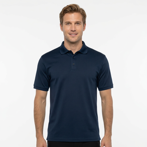 Men's Navy <b>Blue</b> Short Sleeve <b>Polo</b> <b>Shirt</b> Solid Color Breathable Oxford Cotton Casual Wear Regular Fit - Product Image 1