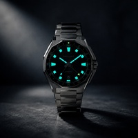 Montre à double fuseau horaire GMT pour homme, acier inoxydable, automatique, mécanique, lumineuse, étanche, montre de voyage et de sport