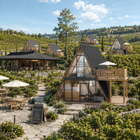 Maison préfabriquée en A-frame avec structure modulaire robuste pour Airbnb, hôtel écologique et projet de tourisme extérieur