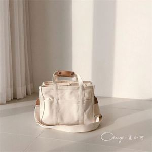 Sac en toile de coton épaisse, style populaire, sac fourre-tout à bandoulière avec poche - Product Image 2