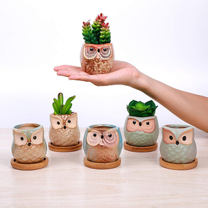 Mini tamaño lindo búho <span class=keywords><strong>Bonsai</strong></span> ollas a casa y Decoración Oficina escritorio cerámica pote de flor - Product Image 5